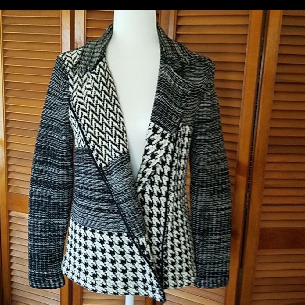 🖤Closet Clear Out🖤 Chaps Houndstooth/ Tweed Full-Zip Sweater